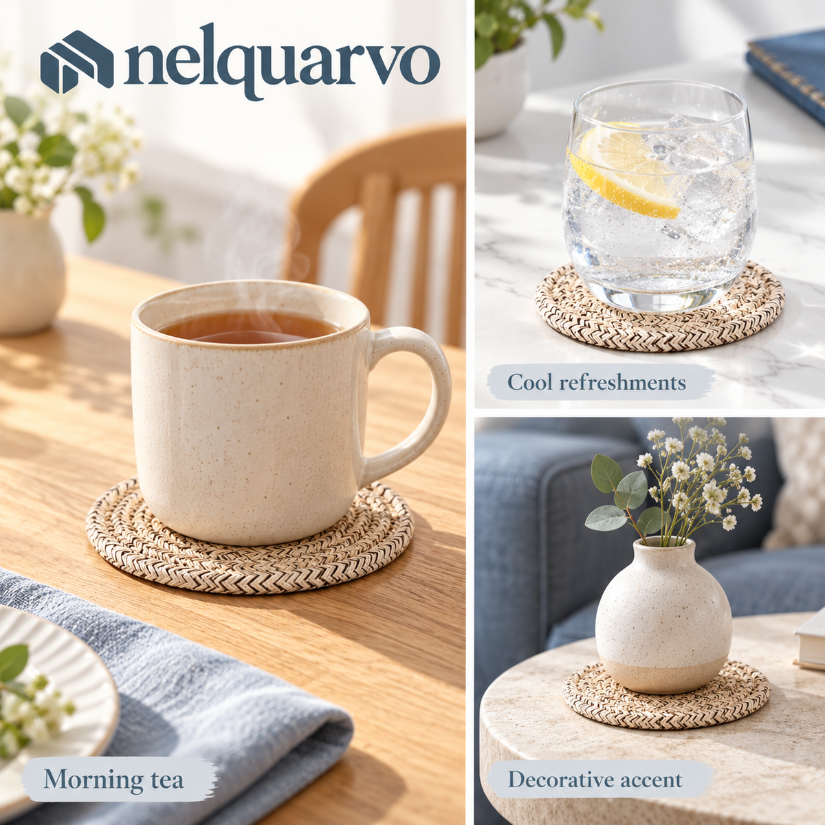 Nelquarvo® Woven Drink Coasters with Holder