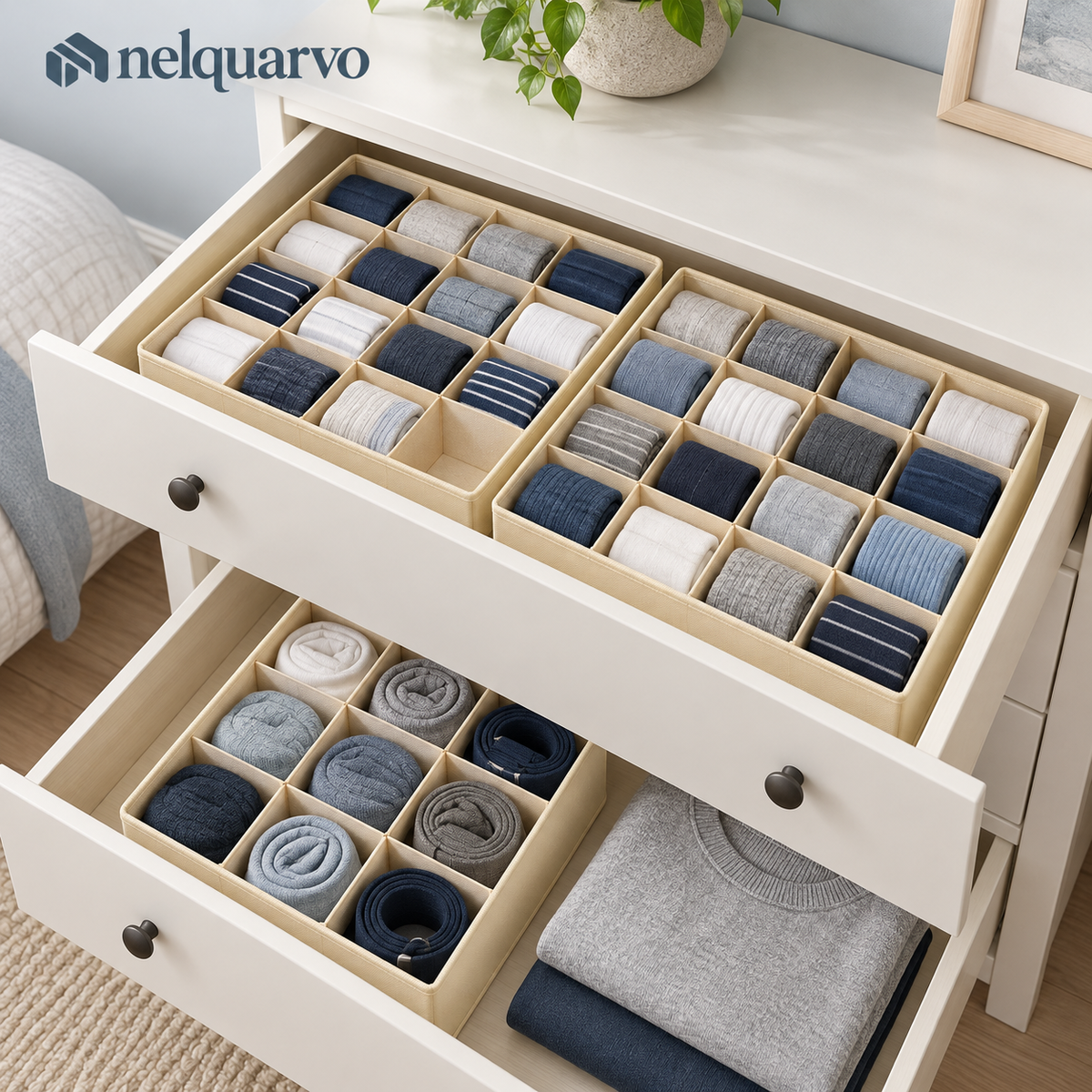 Nelquarvo® Divided Fabric Drawer Organizers