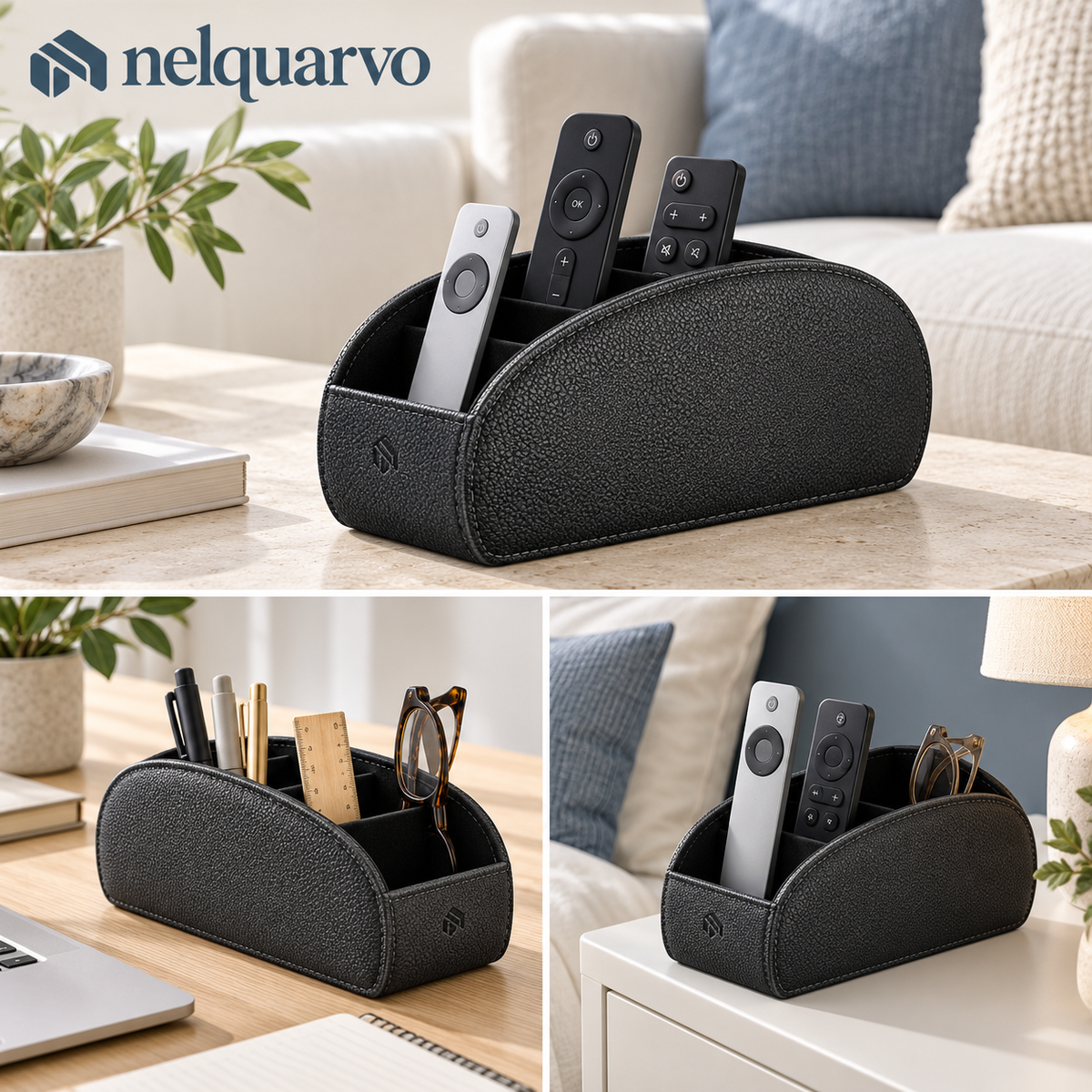 Nelquarvo® Faux Leather Remote Control Organizer