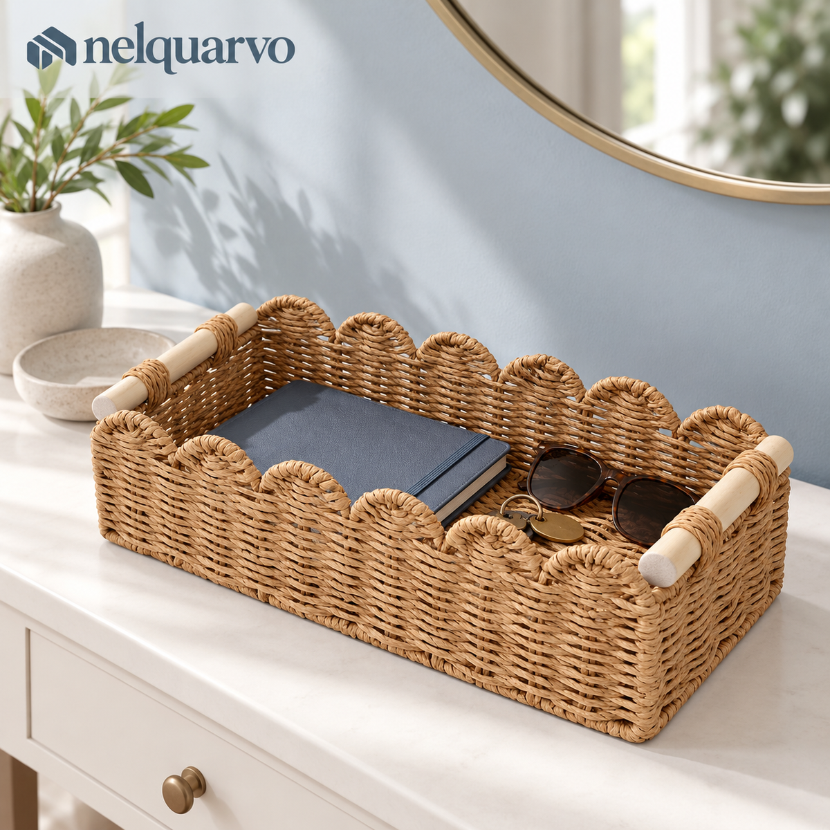 Nelquarvo® Scalloped Woven Storage Basket