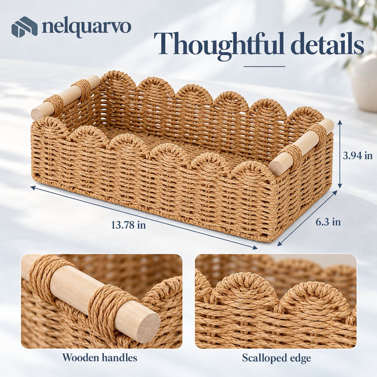 Nelquarvo® Scalloped Woven Storage Basket