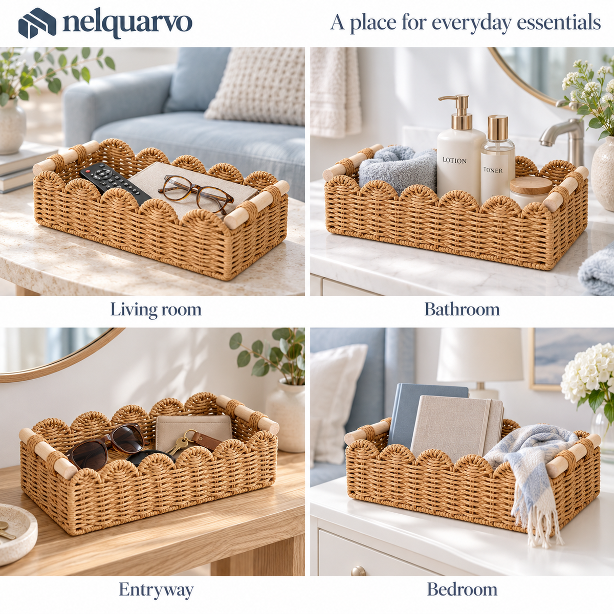 Nelquarvo® Scalloped Woven Storage Basket