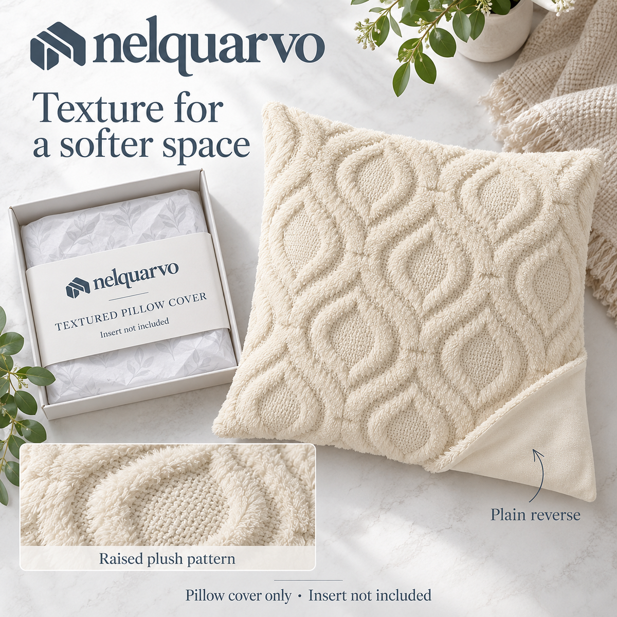 Nelquarvo® Textured Faux Fur Pillow Cover