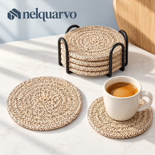 Nelquarvo® Woven Drink Coasters with Holder