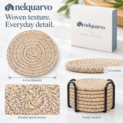 Nelquarvo® Woven Drink Coasters with Holder