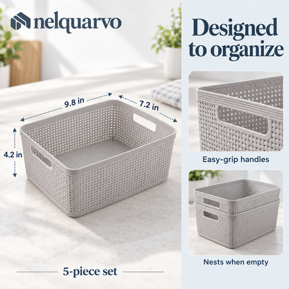 Nelquarvo® Woven-Look Storage Baskets, Set of 5