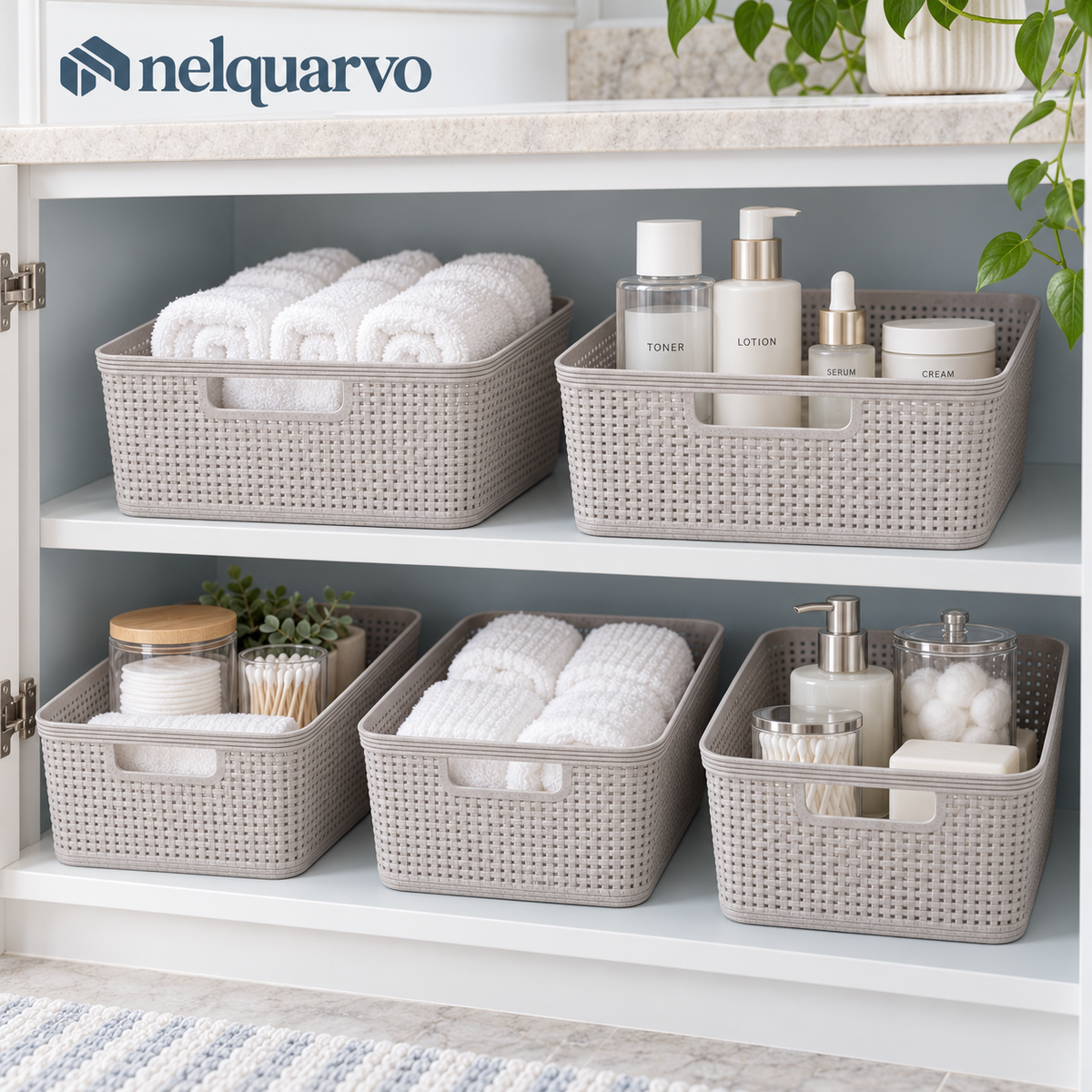 Nelquarvo® Woven-Look Storage Baskets, Set of 5