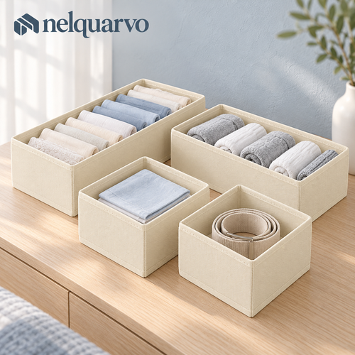 Nelquarvo® Foldable Fabric Drawer Organizers, Set of 4