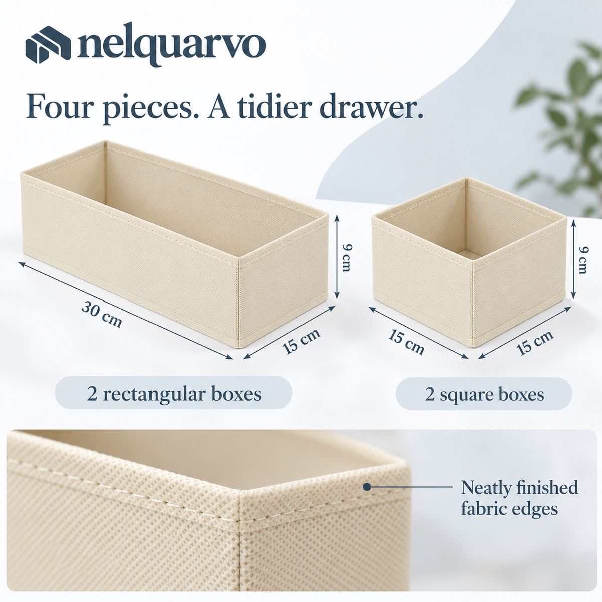 Nelquarvo® Foldable Fabric Drawer Organizers, Set of 4