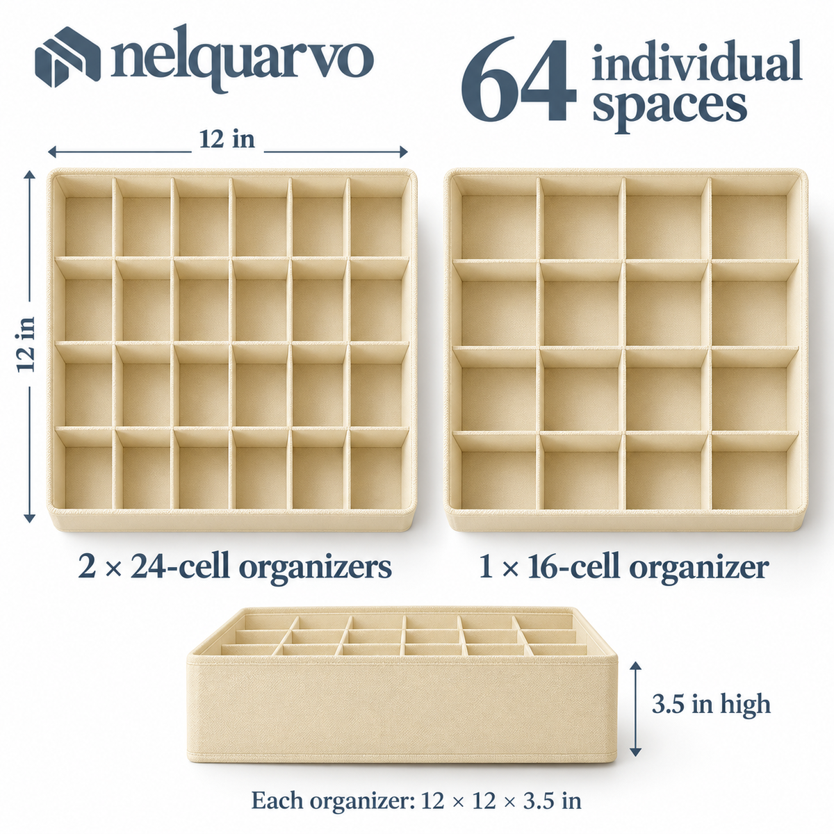 Nelquarvo® Divided Fabric Drawer Organizers