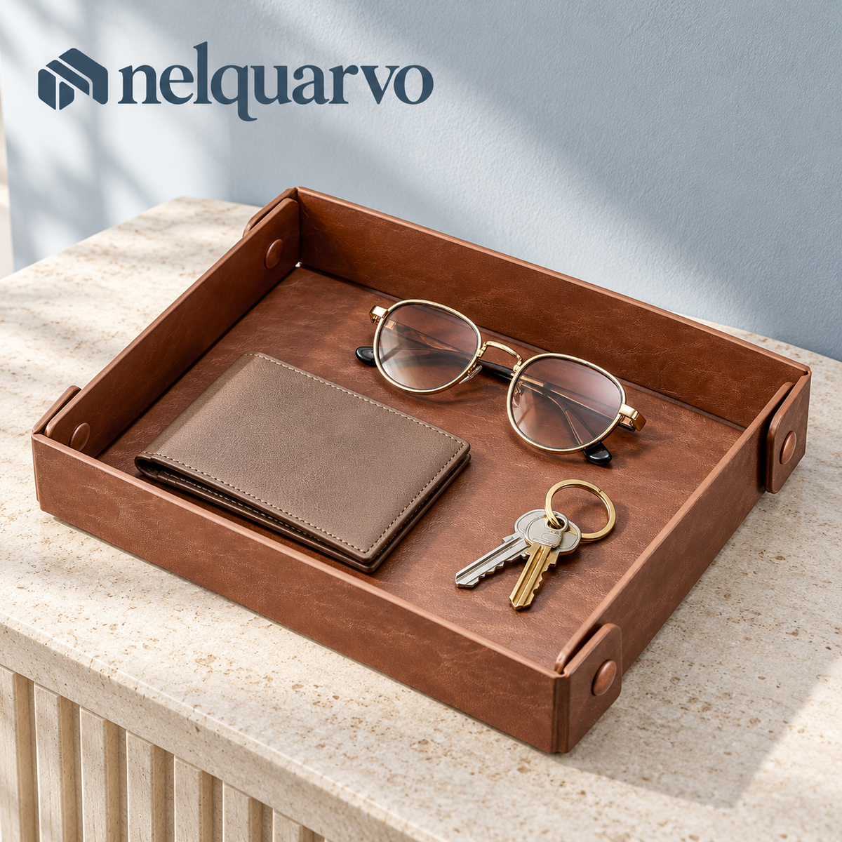 Nelquarvo® Faux Leather Catchall Tray