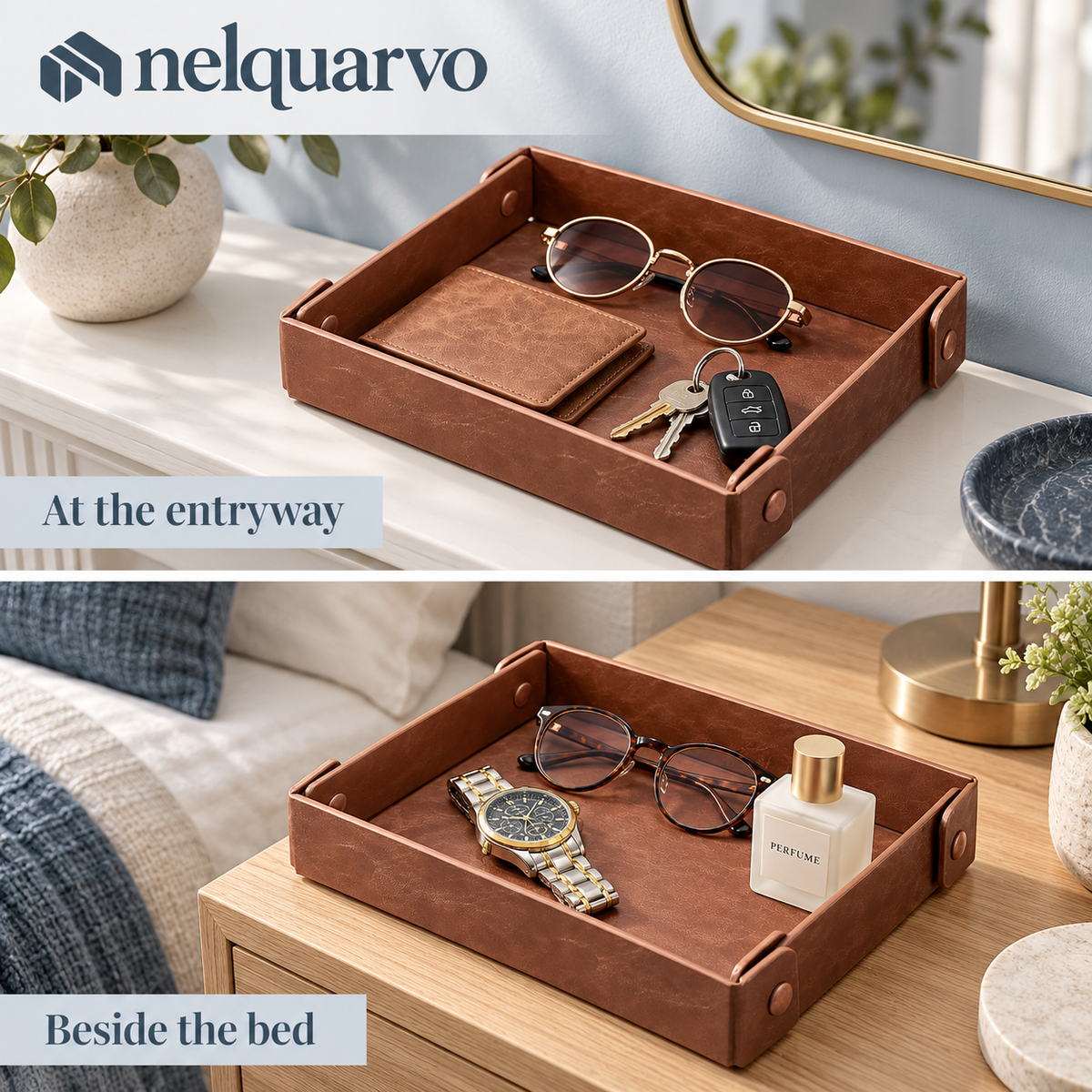 Nelquarvo® Faux Leather Catchall Tray